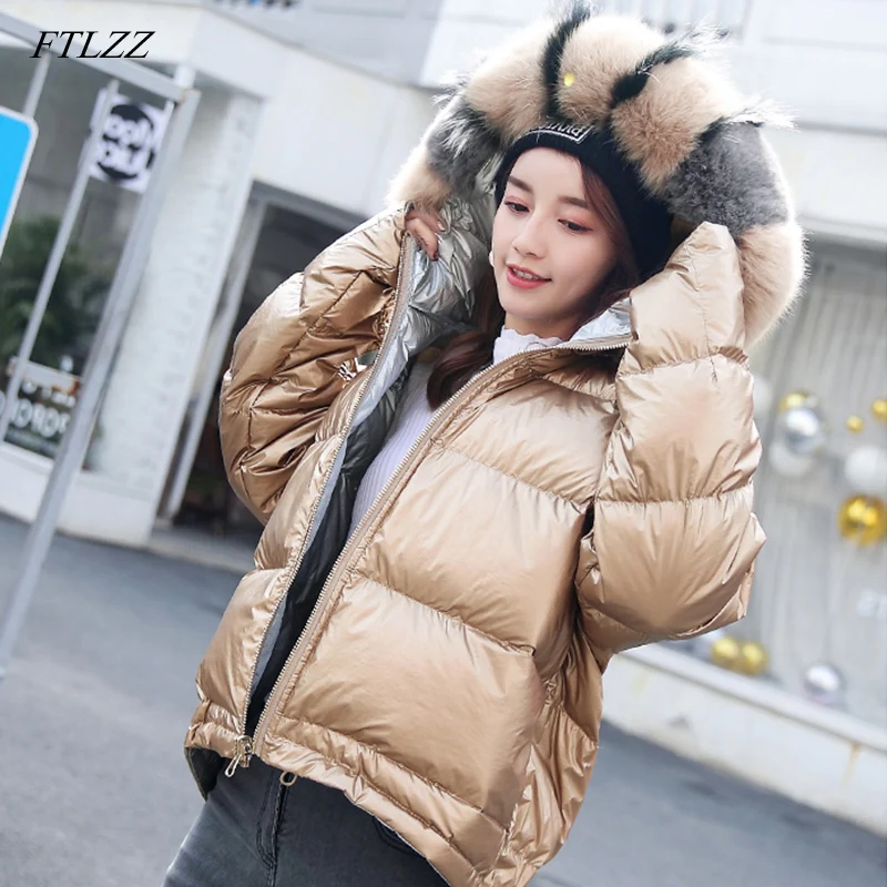 FTLZZ 2019 Winter Jacket Women Real Fur Coat Natural Fox Fur Collar Loose Short Coat Sliver White Double Sided Duck Down Jacket
FTLZZ 2019 Winter Jacket Women Real Fur Coat Natural Fox Fur Collar Loose Short Coat Sliver White Double Sided Duck Down Jacket