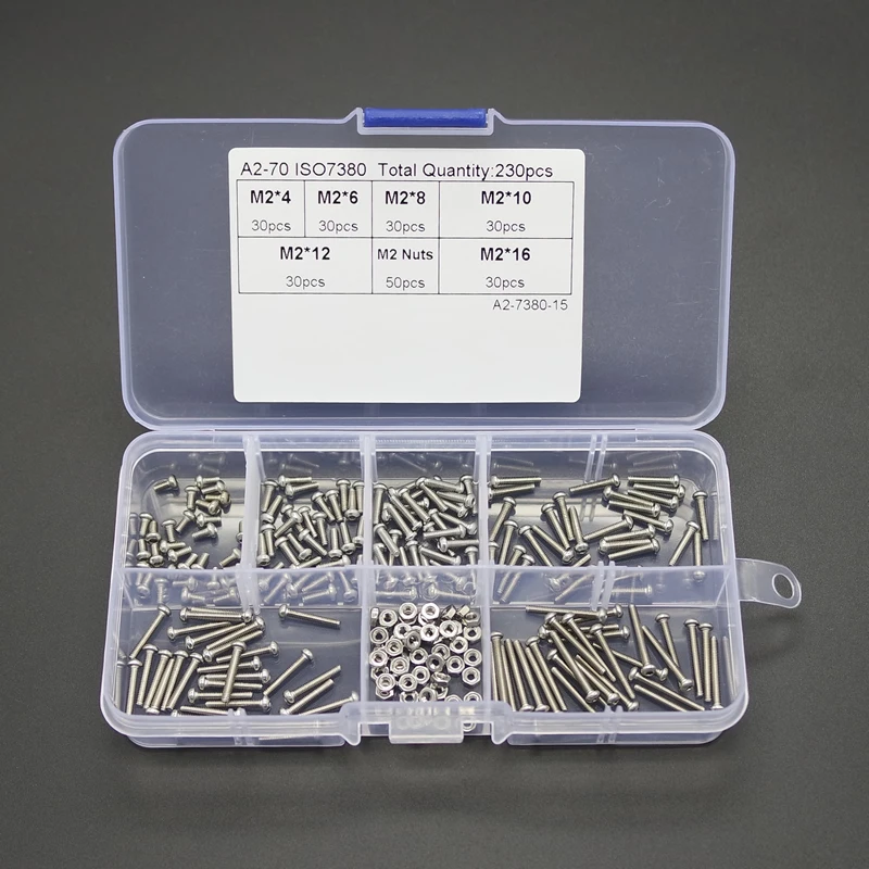 NEW High quality 230pcs M2 nut stainless steel 304 pan round Hexagonal hex (agonal) screws nuts and combination box
NEW High quality 230pcs M2 nut stainless steel 304 pan round Hexagonal hex (agonal) screws nuts and combination box