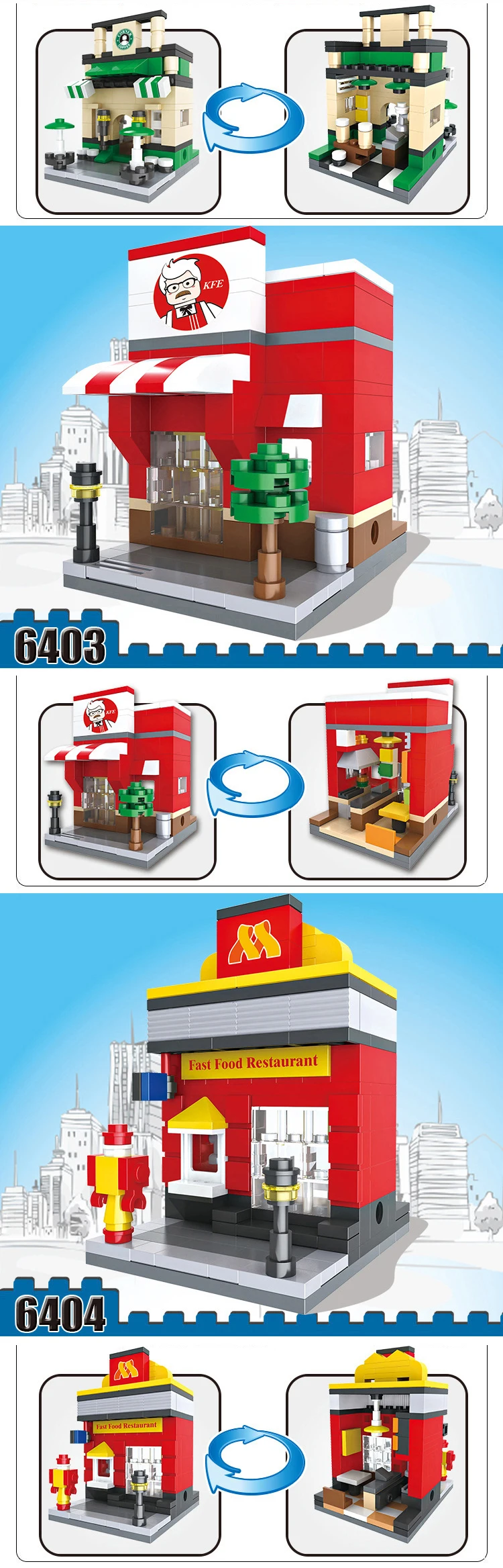 City Mini Street Scene Building Blocks Toys Architecture Model Apple Store KFCE McDonald Compatible With Legoe Toys for Children (4)