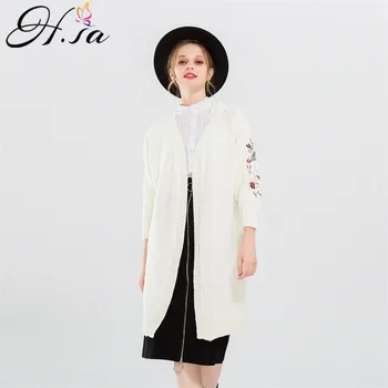 H.SA 2017 Autumn Winter Long Sweater Cardigans Fashion Embroidery Oversized Cardigans Feminino Folwer Long Knitted Coat
H.SA 2017 Autumn Winter Long Sweater Cardigans Fashion Embroidery Oversized Cardigans Feminino Folwer Long Knitted Coat
