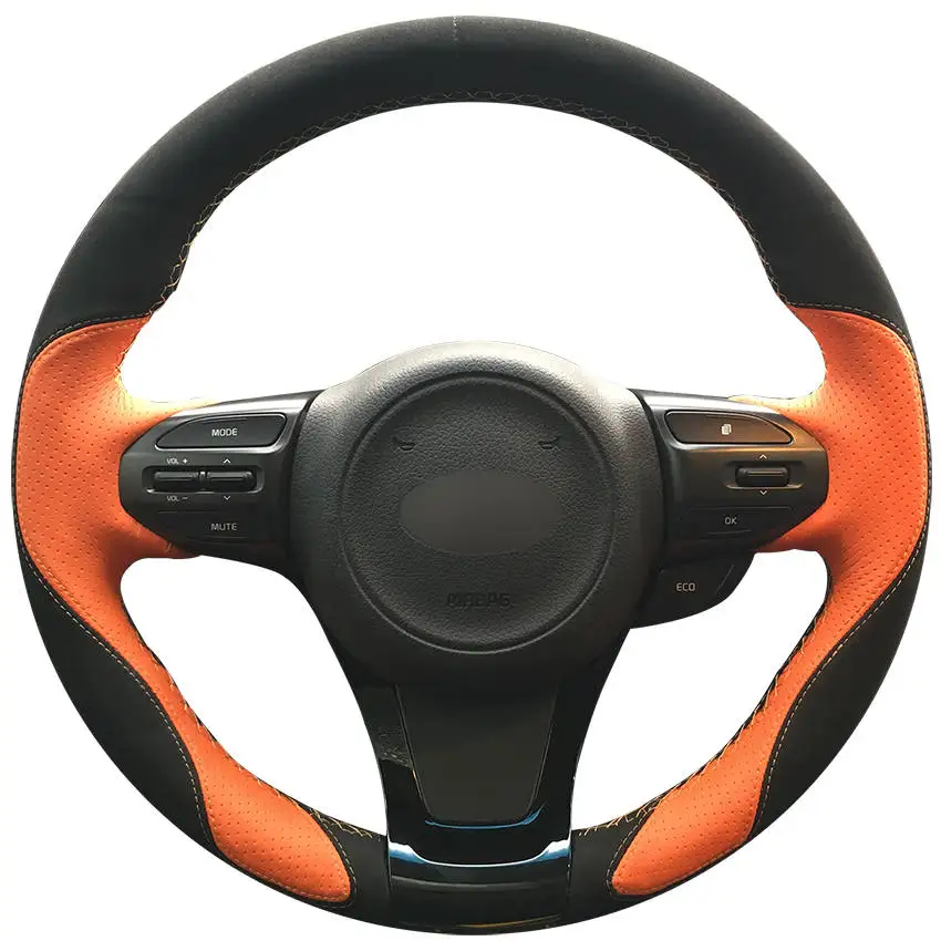 Hand-stitched Black Suede Orange Leather Anti-slip Soft Car Steering Wheel Cover for Kia K5 Optima 2014 2015
Hand-stitched Black Suede Orange Leather Anti-slip Soft Car Steering Wheel Cover for Kia K5 Optima 2014 2015