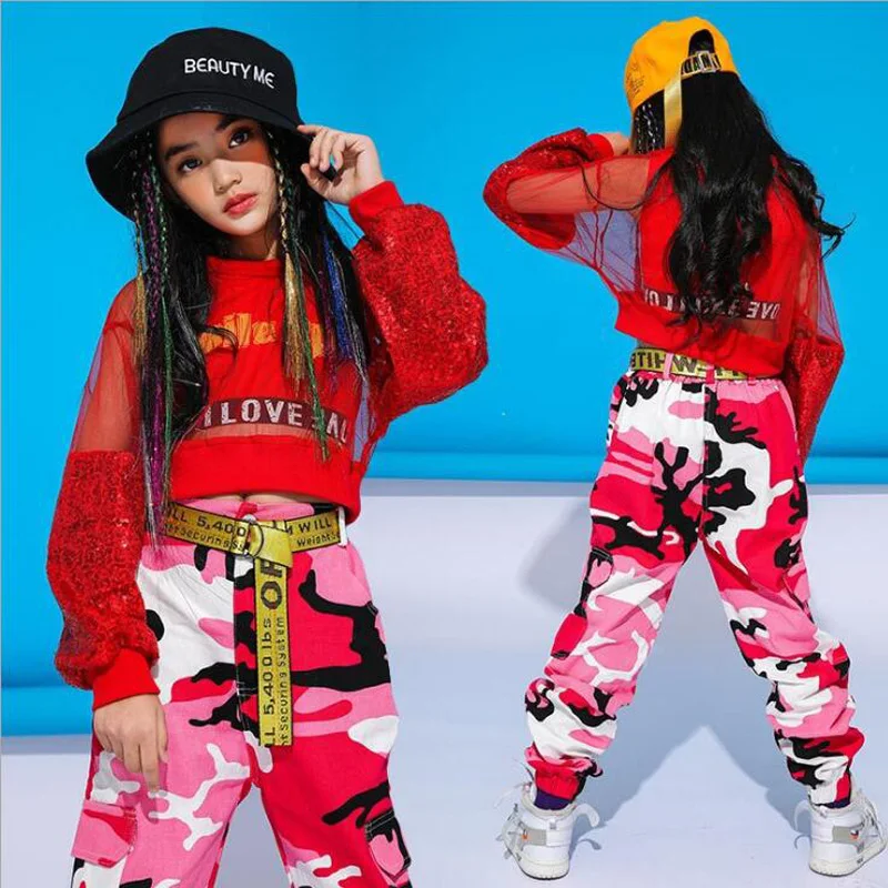 Kid Sequined Sweatshirt Camouflage pants Hip Hop dance wear Suits Jazz Dance Costumes Girls Ballroom Dancing Clothes Outfits
Kid Sequined Sweatshirt Camouflage pants Hip Hop dance wear Suits Jazz Dance Costumes Girls Ballroom Dancing Clothes Outfits