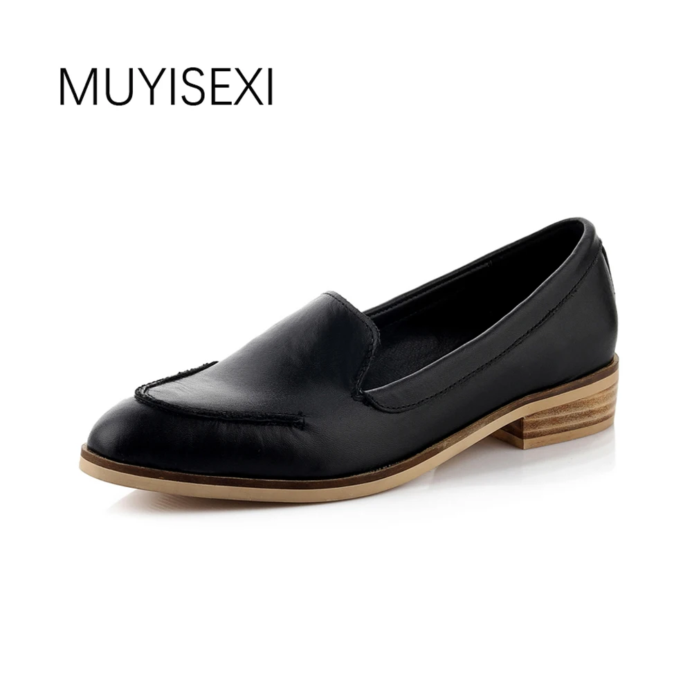 Women Shoes Genuine Leather Thick Square Heel Shallow Pumps Slip on Women Loafers MZP03 MUYISEXI
Women Shoes Genuine Leather Thick Square Heel Shallow Pumps Slip on Women Loafers MZP03 MUYISEXI