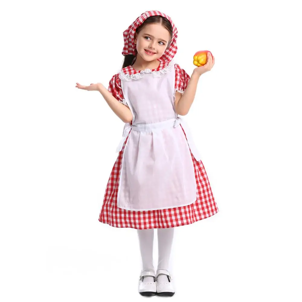 Girls Medieval Farm Cosplay Costume Halloween Red Plaid Maid Costume For Child Kids Girls Oktoberfest Costume Fancy Dress
Girls Medieval Farm Cosplay Costume Halloween Red Plaid Maid Costume For Child Kids Girls Oktoberfest Costume Fancy Dress