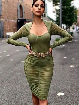 High Quality Green Long Mesh Sleeve Hollow Out Knee Length Rayon Bandage Dress Cocktail Party Dress
High Quality Green Long Mesh Sleeve Hollow Out Knee Length Rayon Bandage Dress Cocktail Party Dress