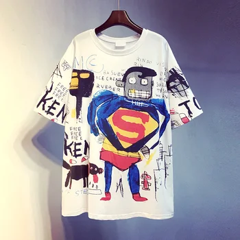 New Summer Fashion Personality Short Sleeve T-shirt for Women Cartoon Graffiti O Neck Loose Students Pullovers Top Medium-long
New Summer Fashion Personality Short Sleeve T-shirt for Women Cartoon Graffiti O Neck Loose Students Pullovers Top Medium-long