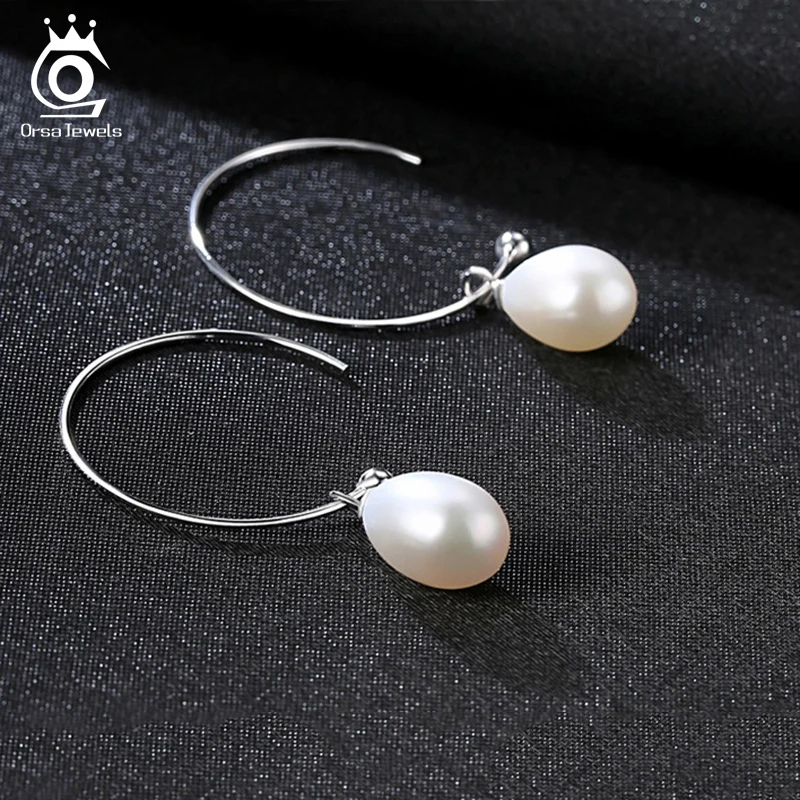ORSA JEWELS Real 925 Sterling Silver Women Hoop Earrings Genuine Freshwater Pear White Black Pink Black Korean Jewelry PSE120
ORSA JEWELS Real 925 Sterling Silver Women Hoop Earrings Genuine Freshwater Pear White Black Pink Black Korean Jewelry PSE120