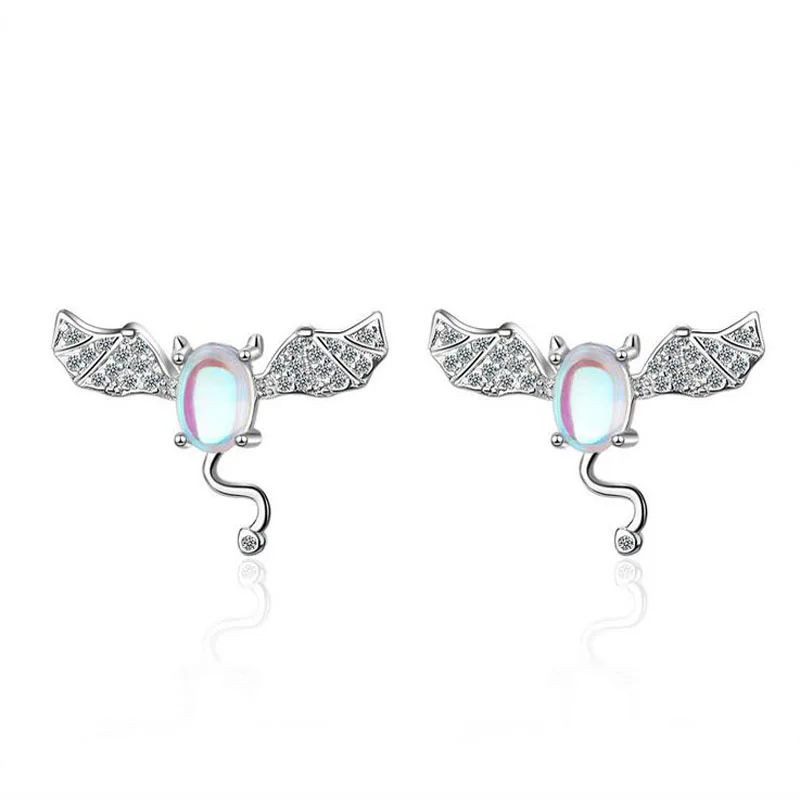 Women Fashion 925 Silver Small Demon Clear Zircon Opal Cute Bat Stud Earring Girl Female Personality Party Earring Jewelry ED612
Women Fashion 925 Silver Small Demon Clear Zircon Opal Cute Bat Stud Earring Girl Female Personality Party Earring Jewelry ED612