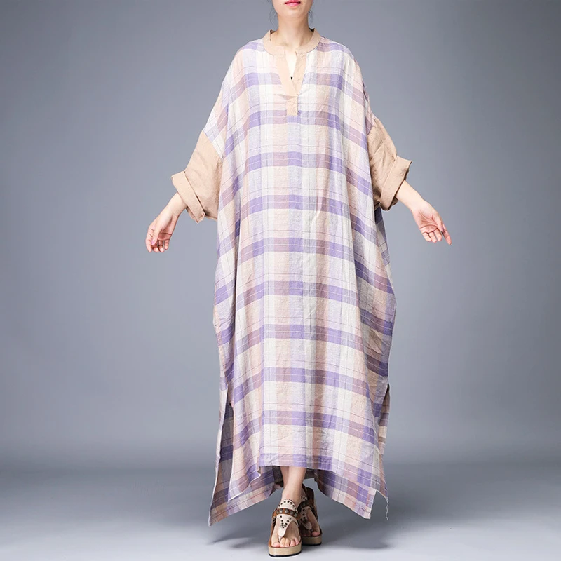 Johnature Casual Loose 2019 New Summer Dress Plaid Half Sleeve Mid-calf Length V-neck Clothes Cotton Linen Women Dress
Johnature Casual Loose 2019 New Summer Dress Plaid Half Sleeve Mid-calf Length V-neck Clothes Cotton Linen Women Dress