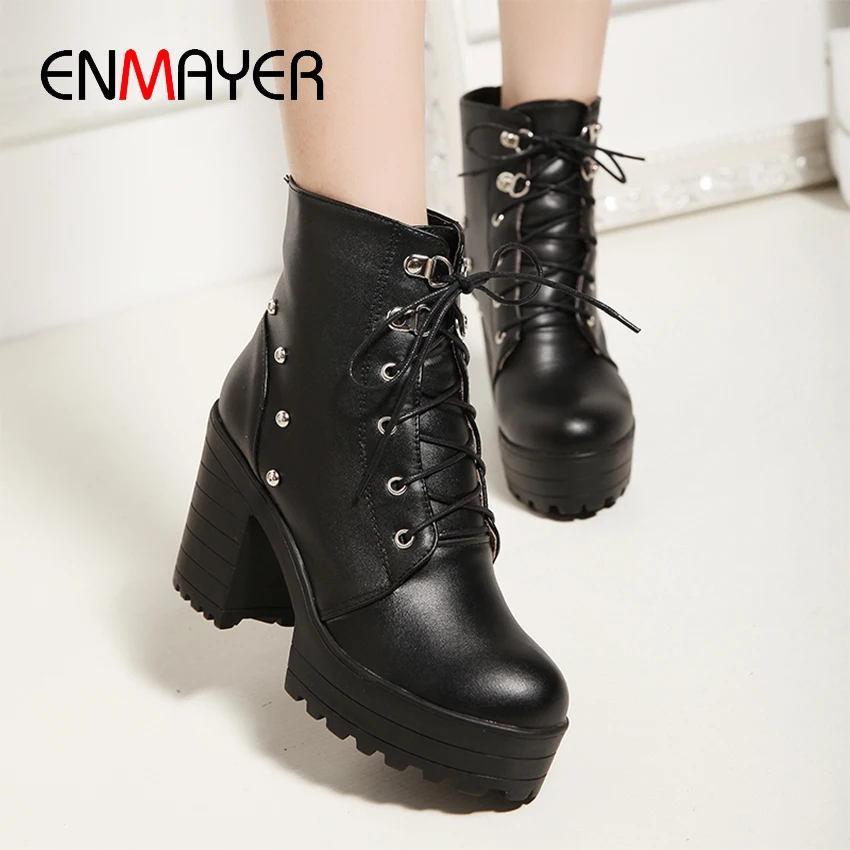 ENMAYER Round Toe Square Heel Lace-Up Rivet Motorcycle Boots Mid-Calf High PU Womens Boots Short Plush Women Shoes Furry Boots
ENMAYER Round Toe Square Heel Lace-Up Rivet Motorcycle Boots Mid-Calf High PU Womens Boots Short Plush Women Shoes Furry Boots