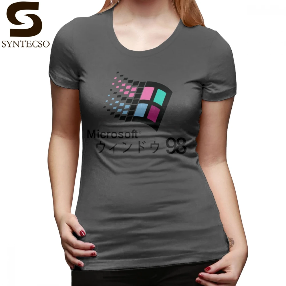 

Windows 98 T-Shirt Microsoft Windows 98 Vaporwave T Shirt New Fashion Graphic Women tshirt 100 Cotton Plus Size Ladies Tee Shirt
