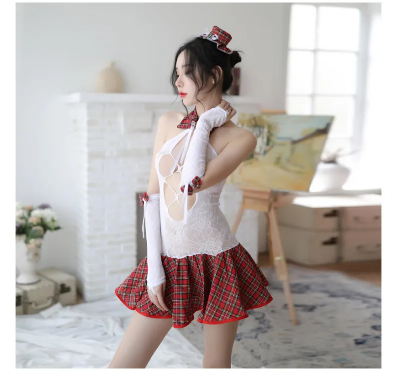 Uniform Schoolgirl Porn - Erotic student uniform ecoliere sexy cosplay costums porno school uniform  open bra plaid skirt schoolgirl lingerie set sex play