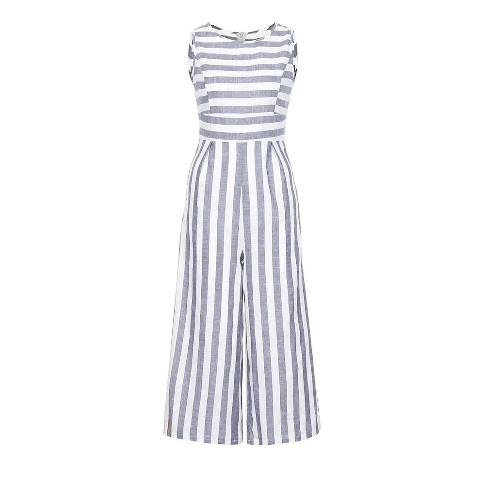  Jumpsuit Summer Women Sleeveless Striped Jumpsuit Casual Clubwear Wide Leg Elegant Pants Outfit  Jumpsuit combinai F#J06 (9)