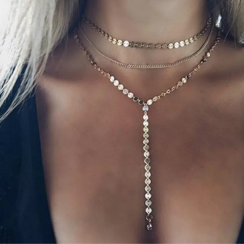 Sexy Multilayer Sequins Rhinestone Tassel Pendants Chain Necklace Choker Collar Women Jewelry
Sexy Multilayer Sequins Rhinestone Tassel Pendants Chain Necklace Choker Collar Women Jewelry