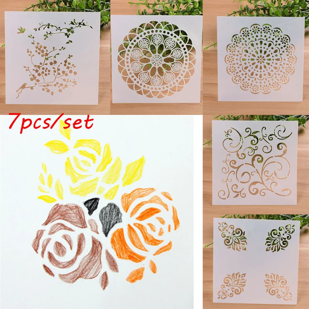 

7PCS/set Craft Layering Stencils For Walls Painting Scrapbooking Stamp Album Decor Embossing Paper Card Template