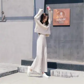 Autumn Winter Knitted Oversize Sweater And Wide Leg Pants Suit For Women Female Solid Tricot Pullover Top Two Piece Set K248
Autumn Winter Knitted Oversize Sweater And Wide Leg Pants Suit For Women Female Solid Tricot Pullover Top Two Piece Set K248