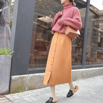 2020 Spring New Arrival of Single-row Buttons Woolen Skirt Women Fashionable High Waist Faldas Largas Elegantes Free Shipping
2020 Spring New Arrival of Single-row Buttons Woolen Skirt Women Fashionable High Waist Faldas Largas Elegantes Free Shipping