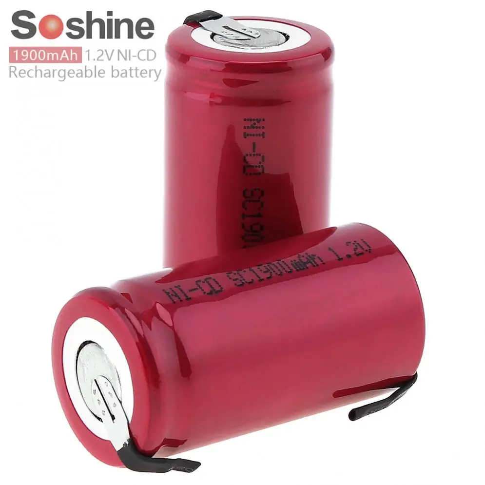 2pcs/set Soshine 1.2V NI-CD SC 1900mAh Rechargeable Battery NICD Rechargeable batterry with Nickel Sheet for Screwdriver / Drill
2pcs/set Soshine 1.2V NI-CD SC 1900mAh Rechargeable Battery NICD Rechargeable batterry with Nickel Sheet for Screwdriver / Drill