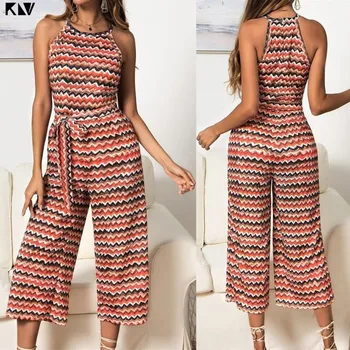 KLV 2019 New Women Holiday Beach Sleeveless Striped Wide Leg Jumpsuit Playsuit Romper With Pocket
KLV 2019 New Women Holiday Beach Sleeveless Striped Wide Leg Jumpsuit Playsuit Romper With Pocket