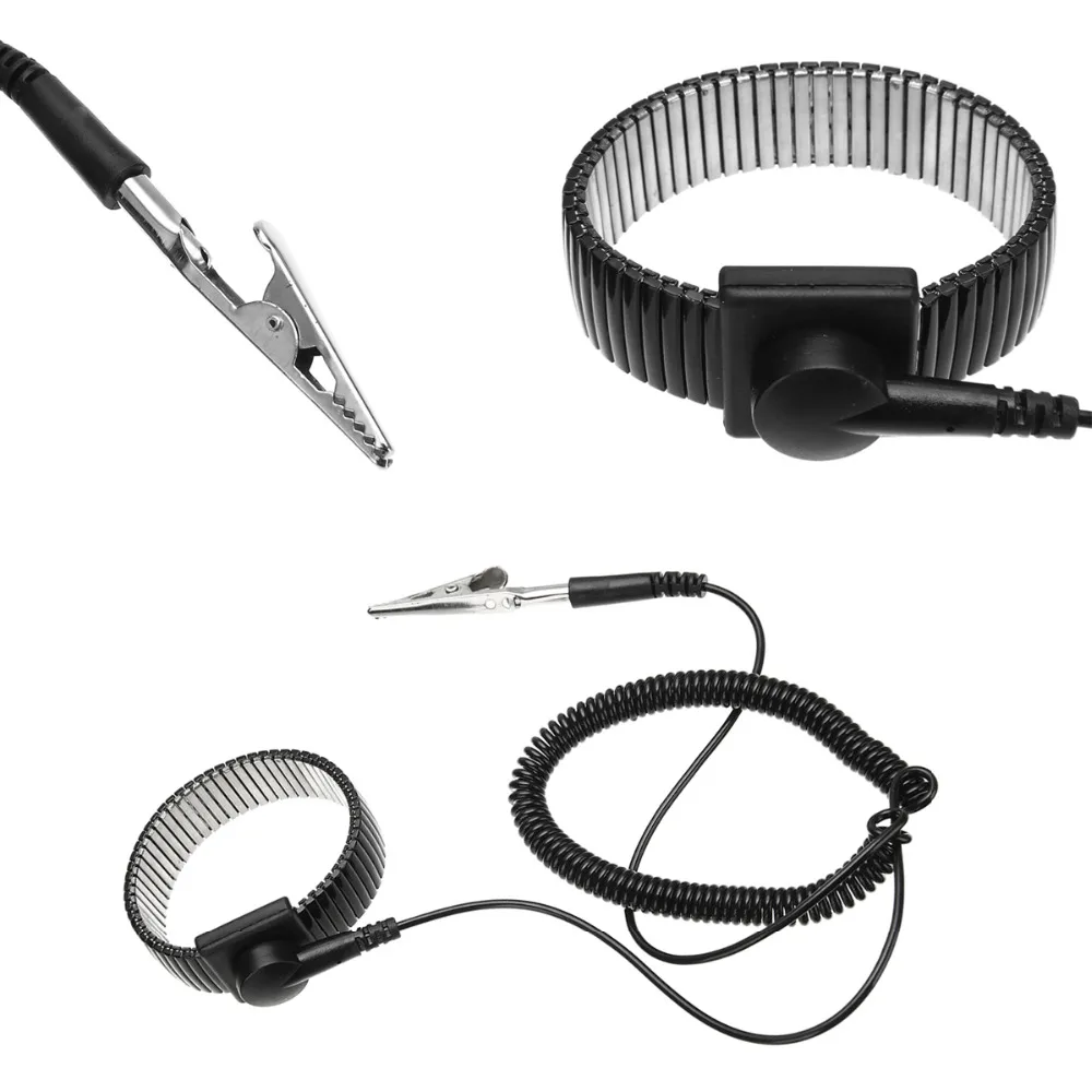 Black Anti Static Ground Wrist Strap Band Adjustable ESD Metal Bracelet with Alligator Clip For Electronics Repair Work Tools
Black Anti Static Ground Wrist Strap Band Adjustable ESD Metal Bracelet with Alligator Clip For Electronics Repair Work Tools