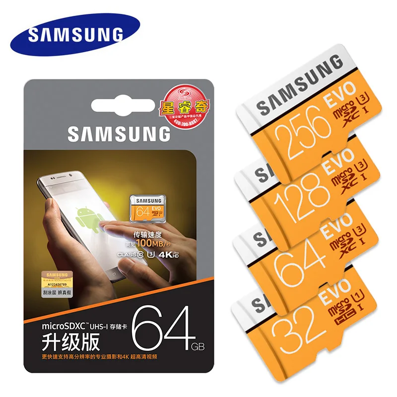 

SAMSUNG Micro SD Memory Card 16GB 32G 64G 128G 256 MicroSD Cards SDHC SDXC Max 95Ms EVO 32GB 64GB C10 TF Trans Flash Micro Card