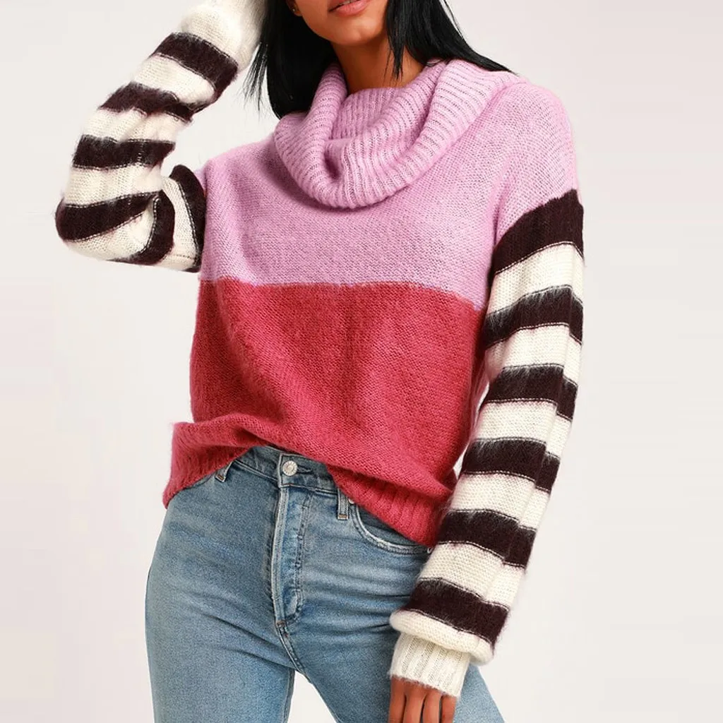 Autumn Patchwork Knitted Sweater 2019 Turtleneck Long Sleeve Pink Women Pullover Sweater Acrylic Knitted Sweater For Female
Autumn Patchwork Knitted Sweater 2019 Turtleneck Long Sleeve Pink Women Pullover Sweater Acrylic Knitted Sweater For Female