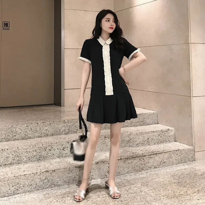 Preppy Style Cute Mini Tunic Dresses Vintage Short Sleeve Peter Pan Collar Ruffled Little Black Dress
Preppy Style Cute Mini Tunic Dresses Vintage Short Sleeve Peter Pan Collar Ruffled Little Black Dress