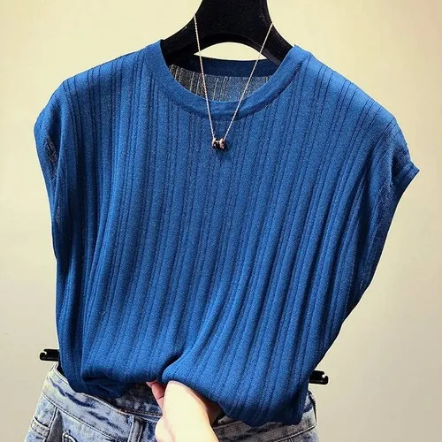 Summer Womens T-shirts Luxury Solid Color Knitted Round Collar Ladys T-shirts Hight Quality Slim Fit Woman T-shirts
Summer Womens T-shirts Luxury Solid Color Knitted Round Collar Ladys T-shirts Hight Quality Slim Fit Woman T-shirts