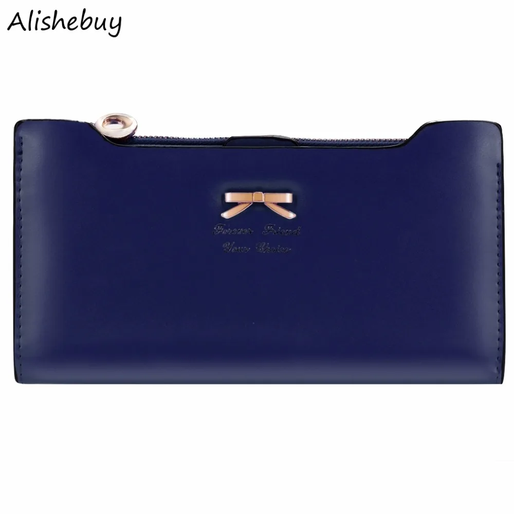 Women Purse Bow Knot Leather Wallets Candy Color Long Wallet PU Thin Card Holders Party Work Female Cute SV001309 | Багаж и сумки