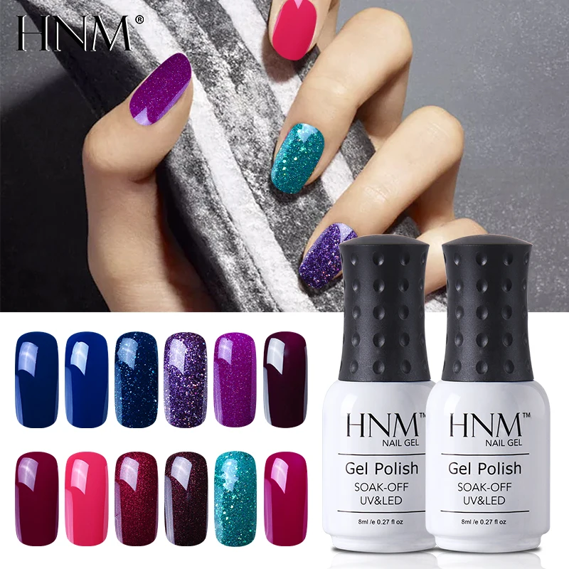 

HNM 8ML Pure Colors Nail Gel Polish UV LED Lamp Soak Off Gelpolish Semi Permanent Lucky Lacquer Hybrid Varnish Paint Gellak Ink