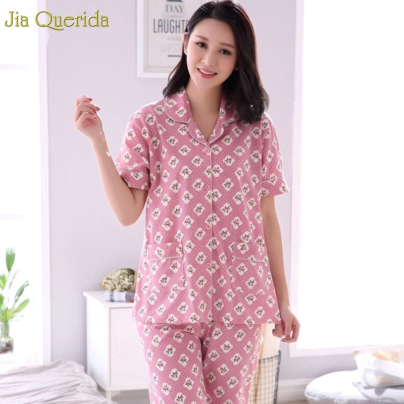 Cotton Pyjamas Ladies 2019 New Plus Size Xxxl 4xl Women's Home Suit 100% Pure Cotton Woman Pajama Pink Floral Sleeping Clothing
Cotton Pyjamas Ladies 2019 New Plus Size Xxxl 4xl Women's Home Suit 100% Pure Cotton Woman Pajama Pink Floral Sleeping Clothing