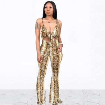 Snake Printed Spaghetti Strap Bow Sexy Women Jumpsuits Plus Size Sleeveless Hollow Out Flare Leg Long Rompers One Piece Outfits
Snake Printed Spaghetti Strap Bow Sexy Women Jumpsuits Plus Size Sleeveless Hollow Out Flare Leg Long Rompers One Piece Outfits