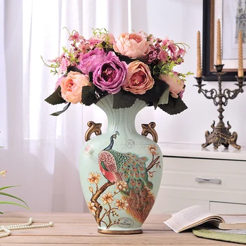 European ceramic vase Garden atmosphere flower arrangement Floral pendulum Room Simulation Flower Art
European ceramic vase Garden atmosphere flower arrangement Floral pendulum Room Simulation Flower Art