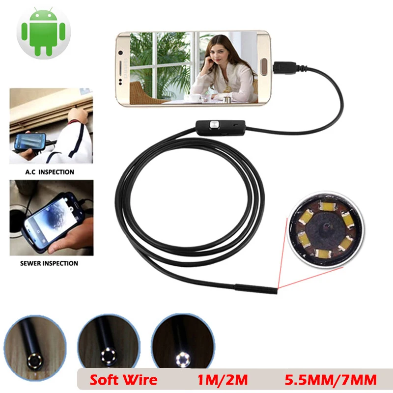 Эндоскоп с микро-USB, 1 шт., 7 мм/5,5 мм, 1 м, 2 м, 6 светодиодов, камера-эндоскоп для Android, водонепроницаемый трубопровод, печатная плата, мини-камера для осмотра ПК
Эндоскоп с микро-USB, 1 шт., 7 мм/5,5 мм, 1 м, 2 м, 6 светодиодов, камера-эндоскоп для Android, водонепроницаемый трубопровод, печатная плата, мини-камера для осмотра ПК