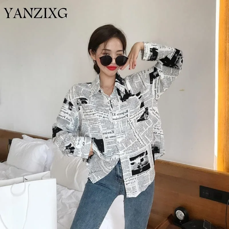 Letters Newspaper Pattern Print Women Shirt Single Breasted Loose Bf Style Top 2019 Autumn Fashion Casual Shirt Plus Size Z056
Letters Newspaper Pattern Print Women Shirt Single Breasted Loose Bf Style Top 2019 Autumn Fashion Casual Shirt Plus Size Z056