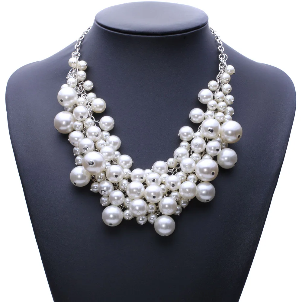 Image New Arrival fashion chunky luxury bubble pearl pendant choker Necklace statement  jewelry for women