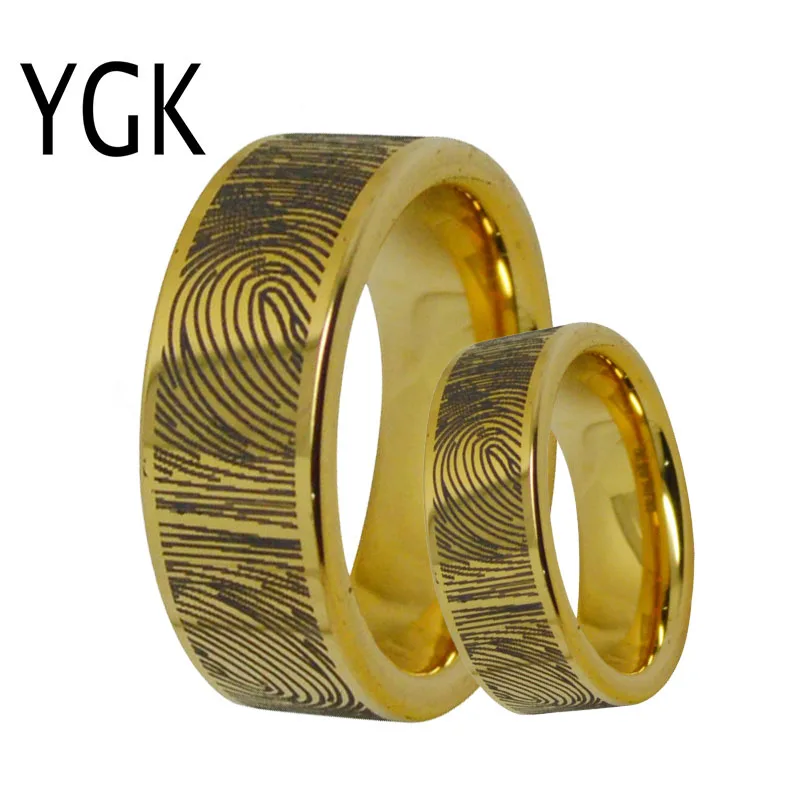 Men's Unique Tungsten Golden Wedding Couples Rings Engagement Rings For Women Fingerprint Engraved Design Female Male Ring
Men's Unique Tungsten Golden Wedding Couples Rings Engagement Rings For Women Fingerprint Engraved Design Female Male Ring