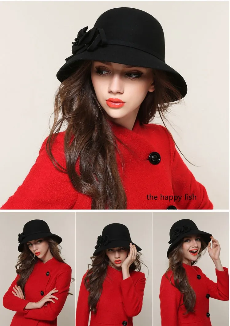 Charming Fedoras ! Women Fedora Hat for Woman Fedora Hats Wide Brim Fedora hat Women Wool Fedoras Flora (26)