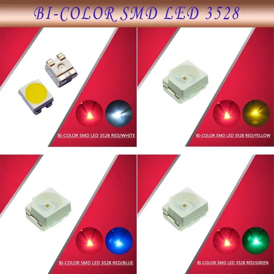 evemodel 100pcs 3528 SMD LED Bi-Color Red-Blue / Yellow / Green / White LEDs NEW 1/35 model train railway modeling
evemodel 100pcs 3528 SMD LED Bi-Color Red-Blue / Yellow / Green / White LEDs NEW 1/35 model train railway modeling