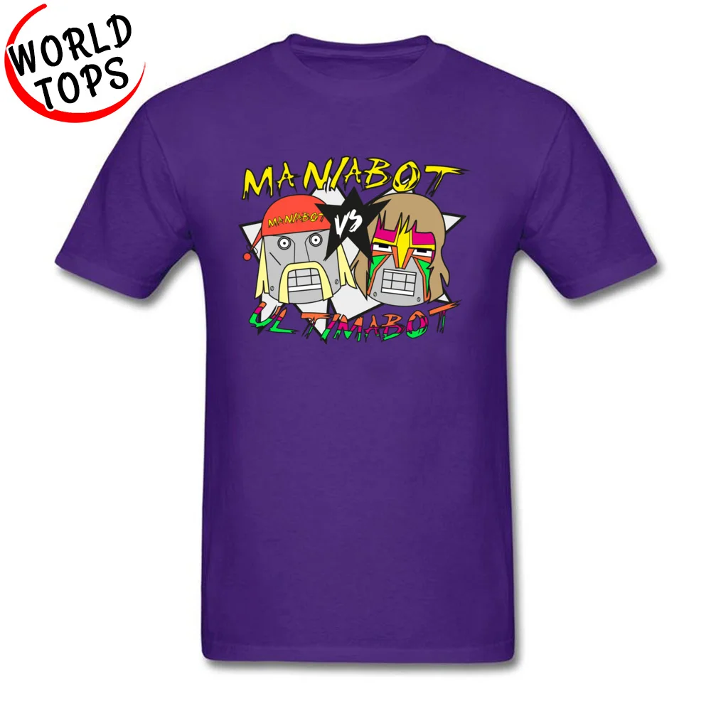 T Shirt 3D Printed Tops Tees Mother Day Brand Print Short Sleeve 100% Cotton Fabric Crew Neck Men's T-shirts Print Maniabot vs ultimabot retro wrestling parody purple