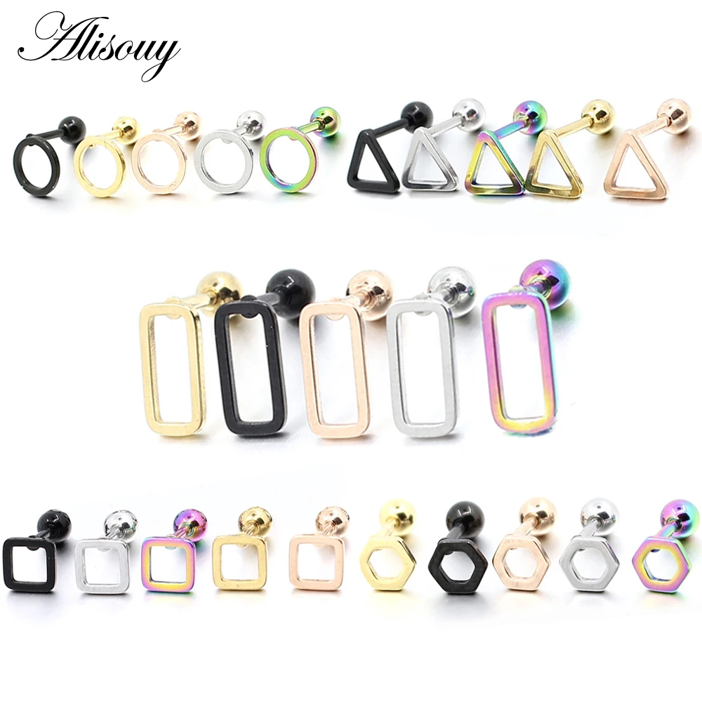 Alisouy Man women fashion earrings round triangle square hexagon rectangle ear stud stainless steel body piercing jewelry 2pcs
Alisouy Man women fashion earrings round triangle square hexagon rectangle ear stud stainless steel body piercing jewelry 2pcs