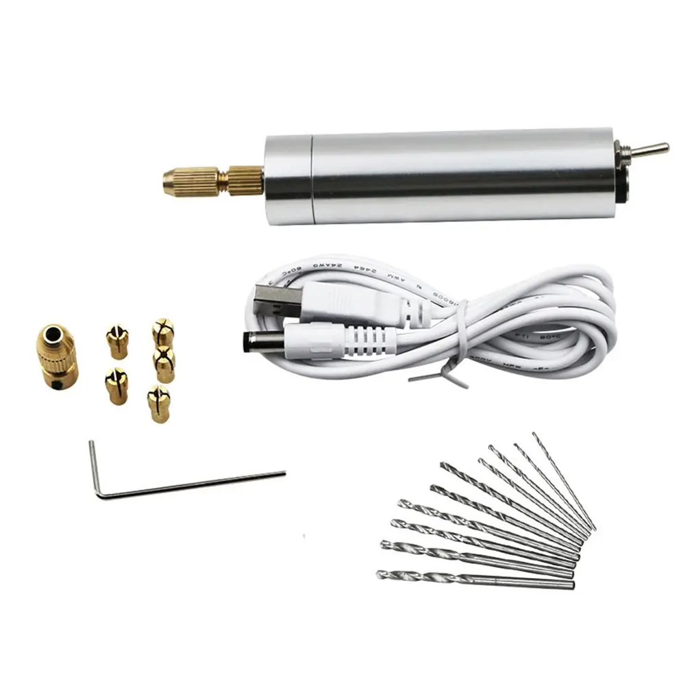 Mini Electric Hand Drill Set USB Rotary Tool Set with Twist Drill 1.0-3.0mm Copper Chuck for Engraving Carving Polishing
Mini Electric Hand Drill Set USB Rotary Tool Set with Twist Drill 1.0-3.0mm Copper Chuck for Engraving Carving Polishing