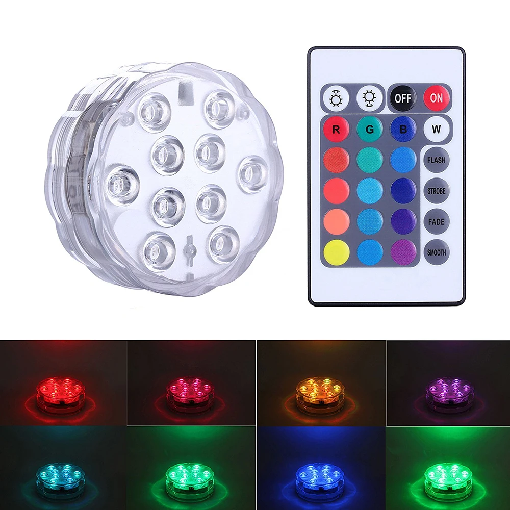 DONWEI Remote Control 10LED RGB Underwater Light Spotlight Holiday Night Decor IP68 Waterproof Lamp for Pond Fountain Aquarium
DONWEI Remote Control 10LED RGB Underwater Light Spotlight Holiday Night Decor IP68 Waterproof Lamp for Pond Fountain Aquarium