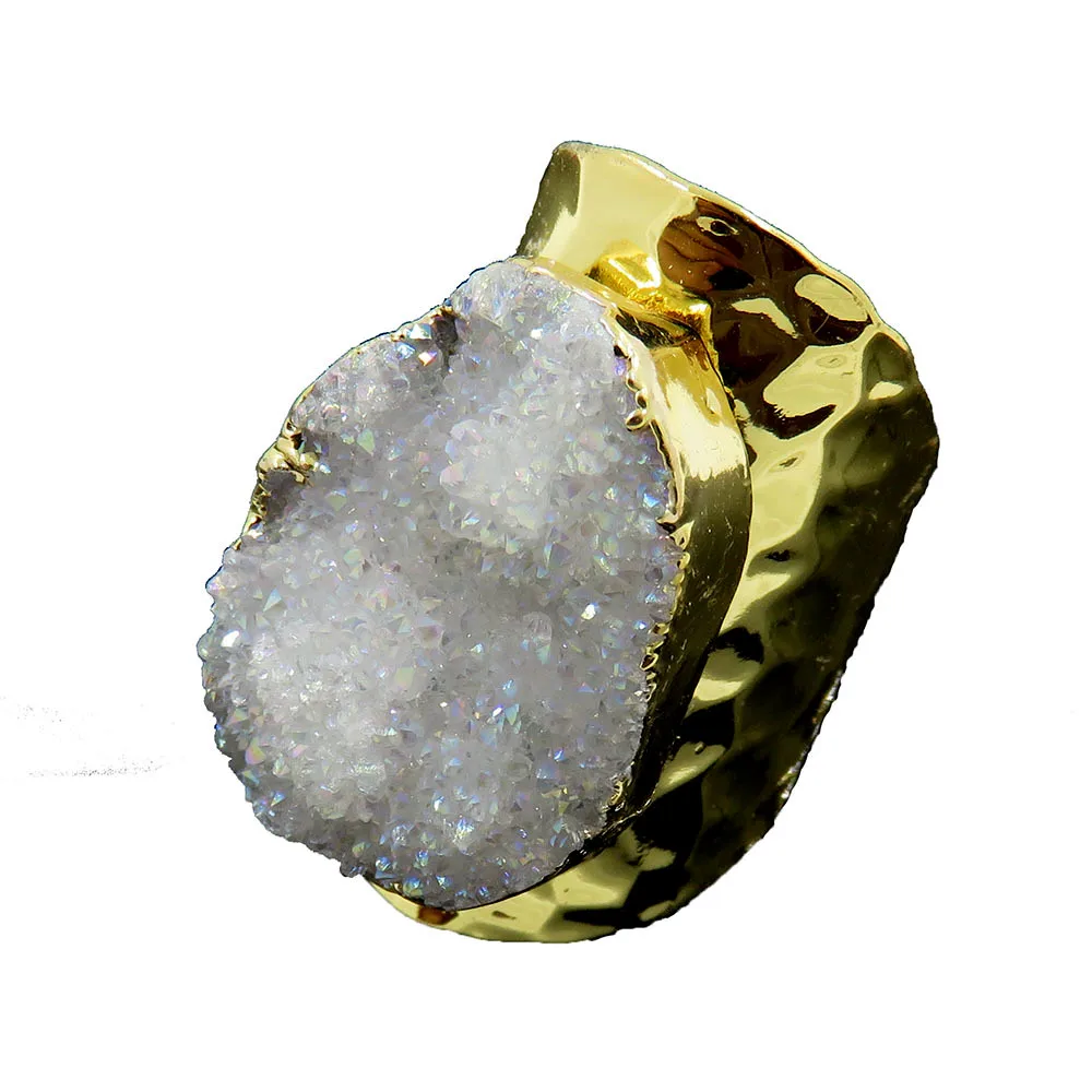 HanKun Silver&Gold Electroplated, Classical And Popular Plated AB Color Freedom Shape Raw Tiny Agates Druzy Rings
HanKun Silver&Gold Electroplated, Classical And Popular Plated AB Color Freedom Shape Raw Tiny Agates Druzy Rings