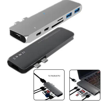 7in1 Dual Type-C Adapter to HDMI USB 3.0*2 Type-C Port*2 SD TF Card Reader Aluminum for MacBook Pro 2016 2017
7in1 Dual Type-C Adapter to HDMI USB 3.0*2 Type-C Port*2 SD TF Card Reader Aluminum for MacBook Pro 2016 2017