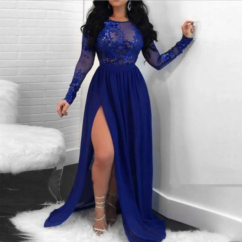Robe de soiree Elegant Full Sleeves Sequin Applique Long Evening Party Dresses 2019 Sexy Backless Side Slit Chiffon Prom Gowns
Robe de soiree Elegant Full Sleeves Sequin Applique Long Evening Party Dresses 2019 Sexy Backless Side Slit Chiffon Prom Gowns