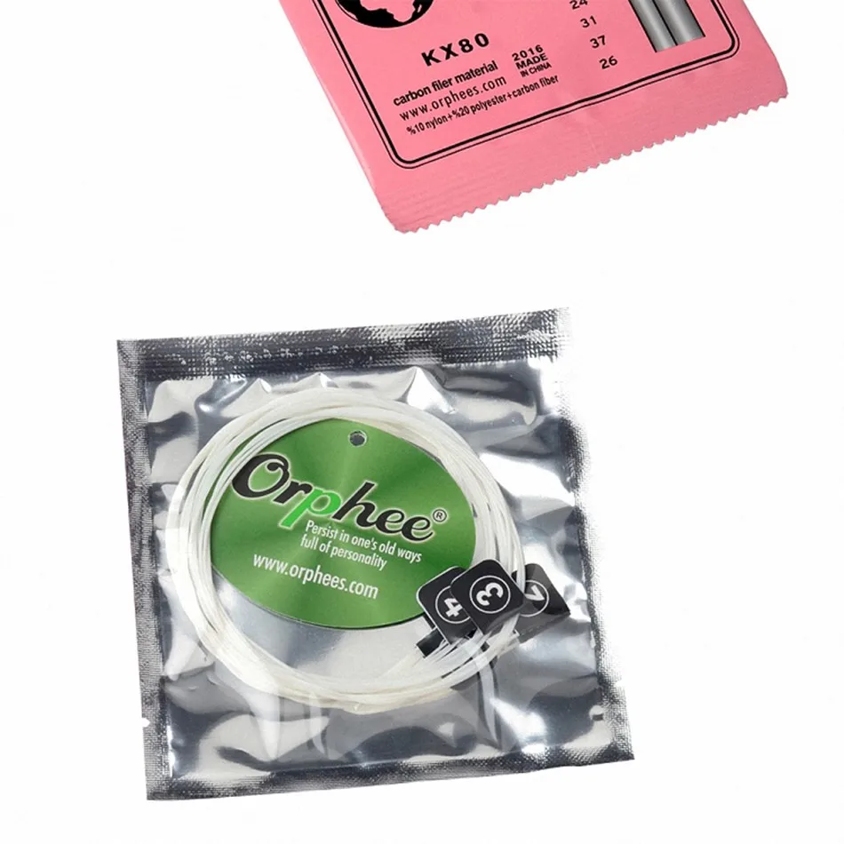 Orphee Professional Clear Nylon White Carbon Fiber Ukulele Strings Hawaii Guitar 4 Strings For Ukulele Soprano Concert Tenor - KX80 P&P Strings Clear 10% Nylon+20% polyester+ Carbon Fiber Soprano/Concert/Tenor