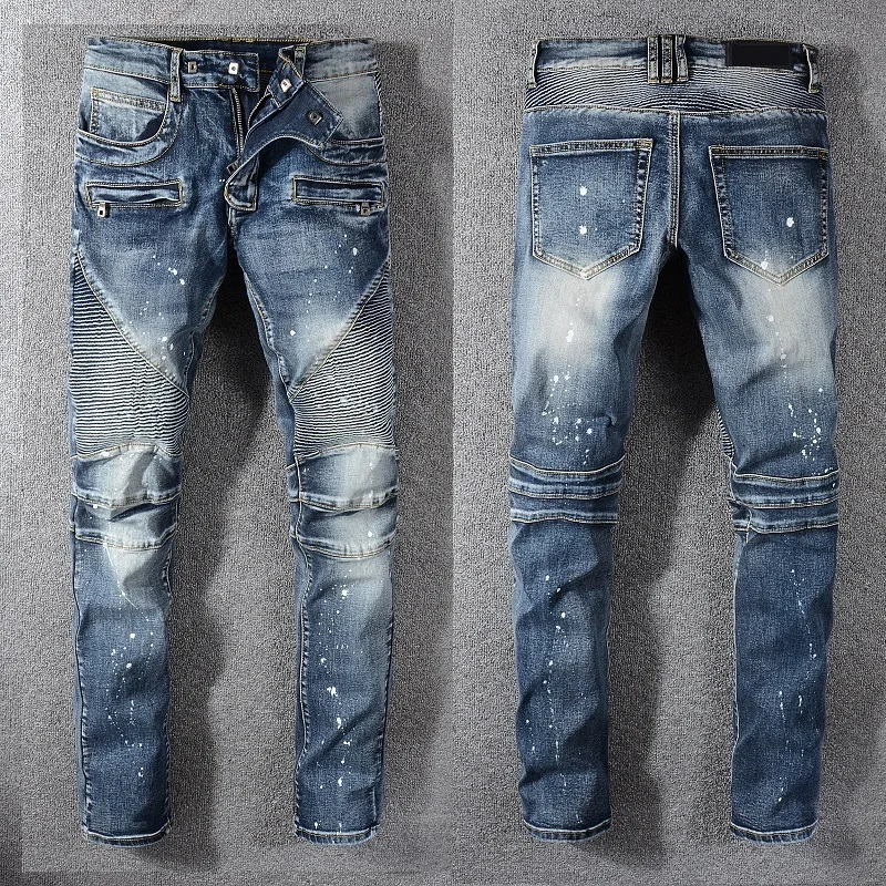 New France Style #1077# Men's Moto Pants Ribbed Oiled Washed Blue Skinny Denim Biker Jeans Stretch Slim Trousers Size 29-42
New France Style #1077# Men's Moto Pants Ribbed Oiled Washed Blue Skinny Denim Biker Jeans Stretch Slim Trousers Size 29-42