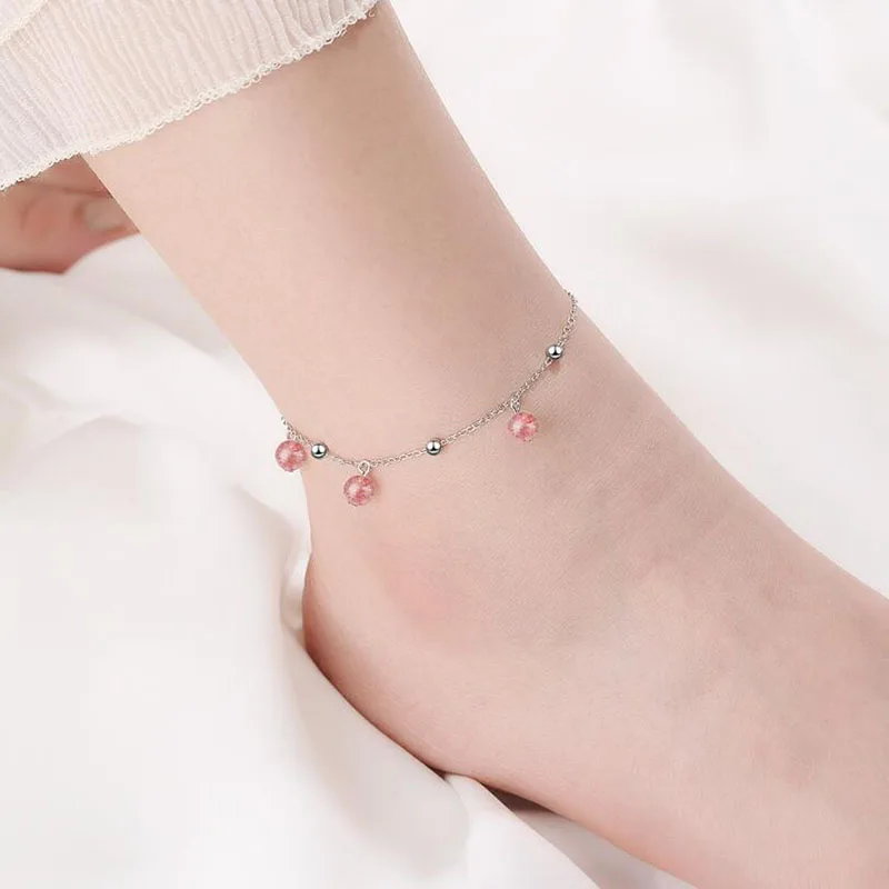 KOFSAC Fashion 925 Sterling Silver Anklets For Girl Jewelry Crystal Pink Bead Ankle Chain Bracelet Women Beach Party Accessories
KOFSAC Fashion 925 Sterling Silver Anklets For Girl Jewelry Crystal Pink Bead Ankle Chain Bracelet Women Beach Party Accessories