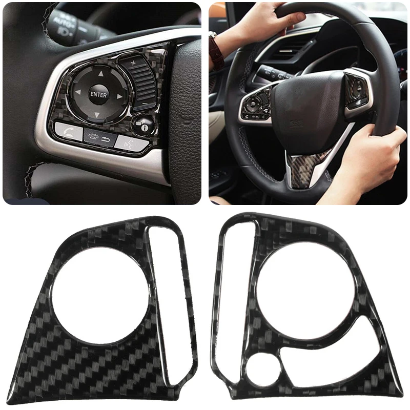 JX-LCLYL 2PCS Interior Steering Wheel Button Cover Trim Decoration for Honda Civic 2016